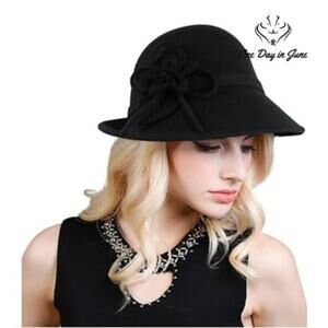 Bellady Wool Cloche Bucket with Bow Accent Hat Size OS